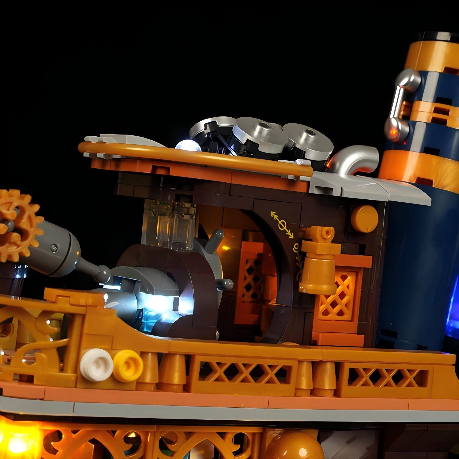 Alt View 4. Lumibricks - Steampunk Steamboat Building Bricks Set, 1792-Piece Mechanical Ship Model, Collectible Display Kit for Adults 16+.