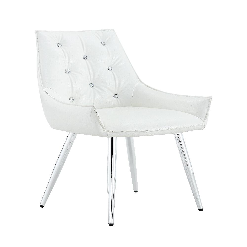 Alt View 7. Loheer - Loheer Crocodile Pattern Accent Chair Set of 2 White PU Leather - White.