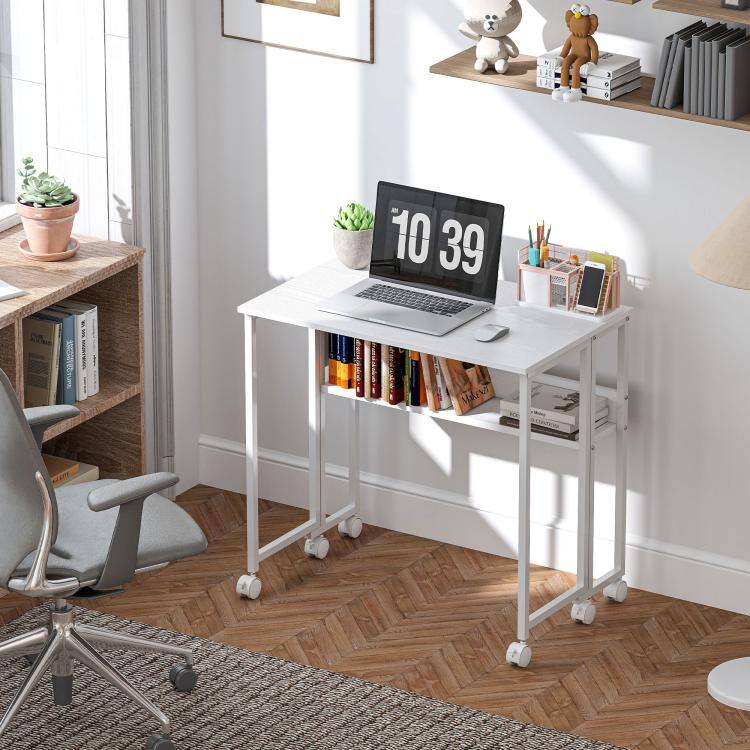 PULUZ Folding Computer Desk, Foldable Desk with Storage Bag, Shelf and ...