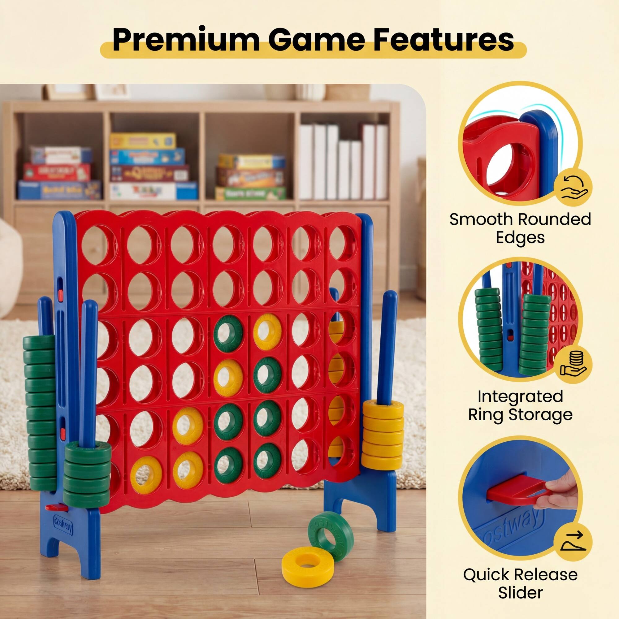 Premium Game Features

- Smooth Rounded Edges
- Integrated Ring Storage
- Quick Release Slider