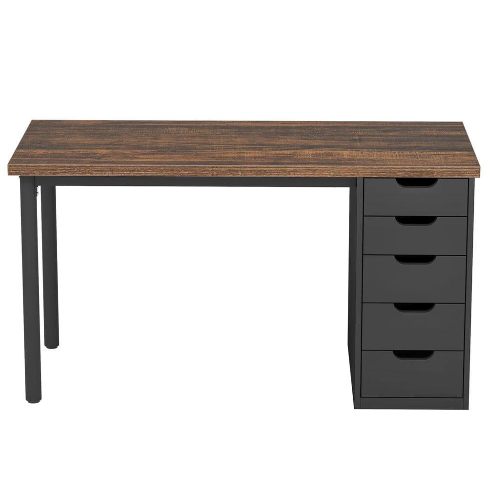 Left. Kadyn - Kadyn Study Writing Desk, Computer Desk,47" Computer Desk with 5 Drawers, Modern Study Table Writing Desk,Black - Black.