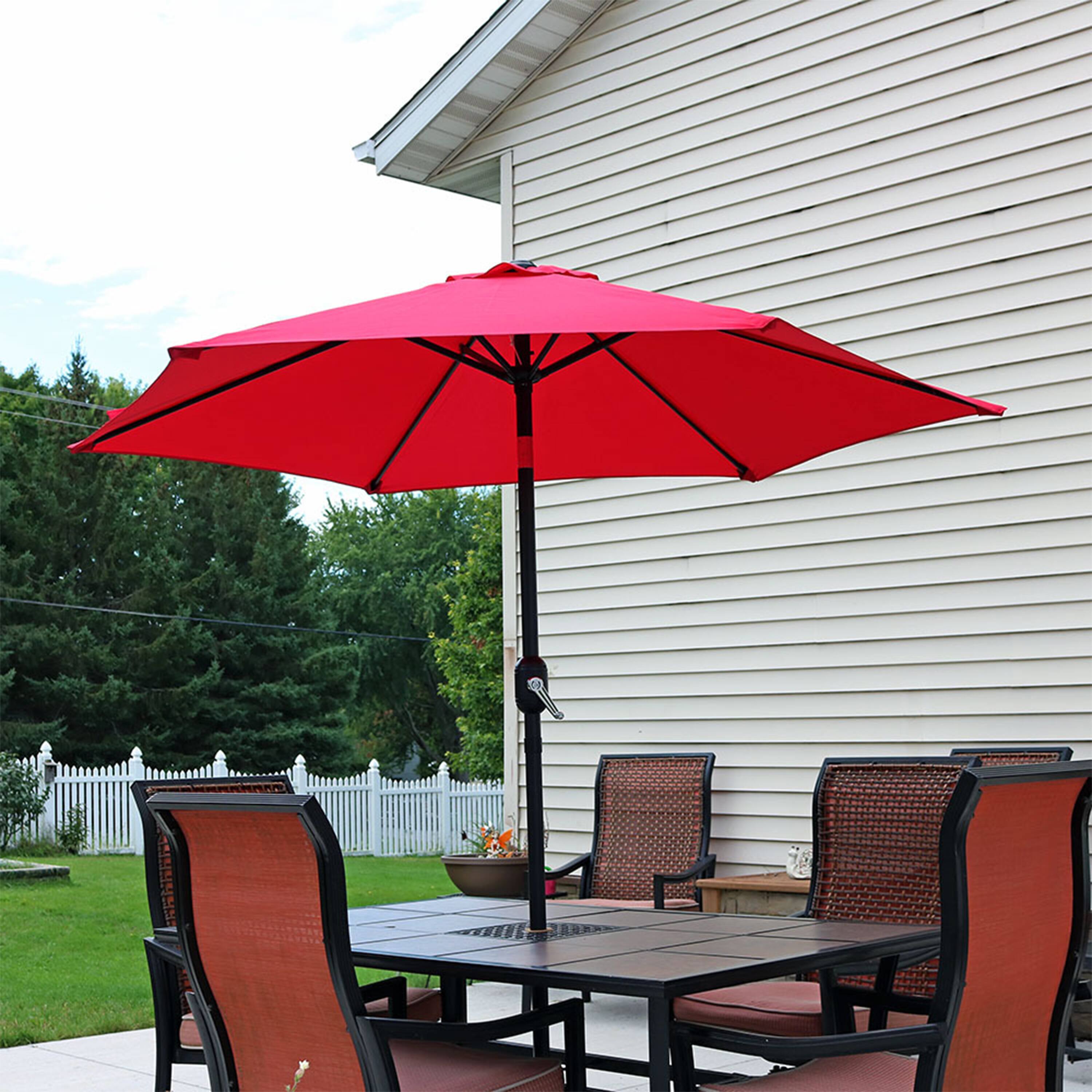 Alt View 5. Sunnydaze - 7.5 ft Aluminum Patio Umbrella with Tilt and Crank - Red.