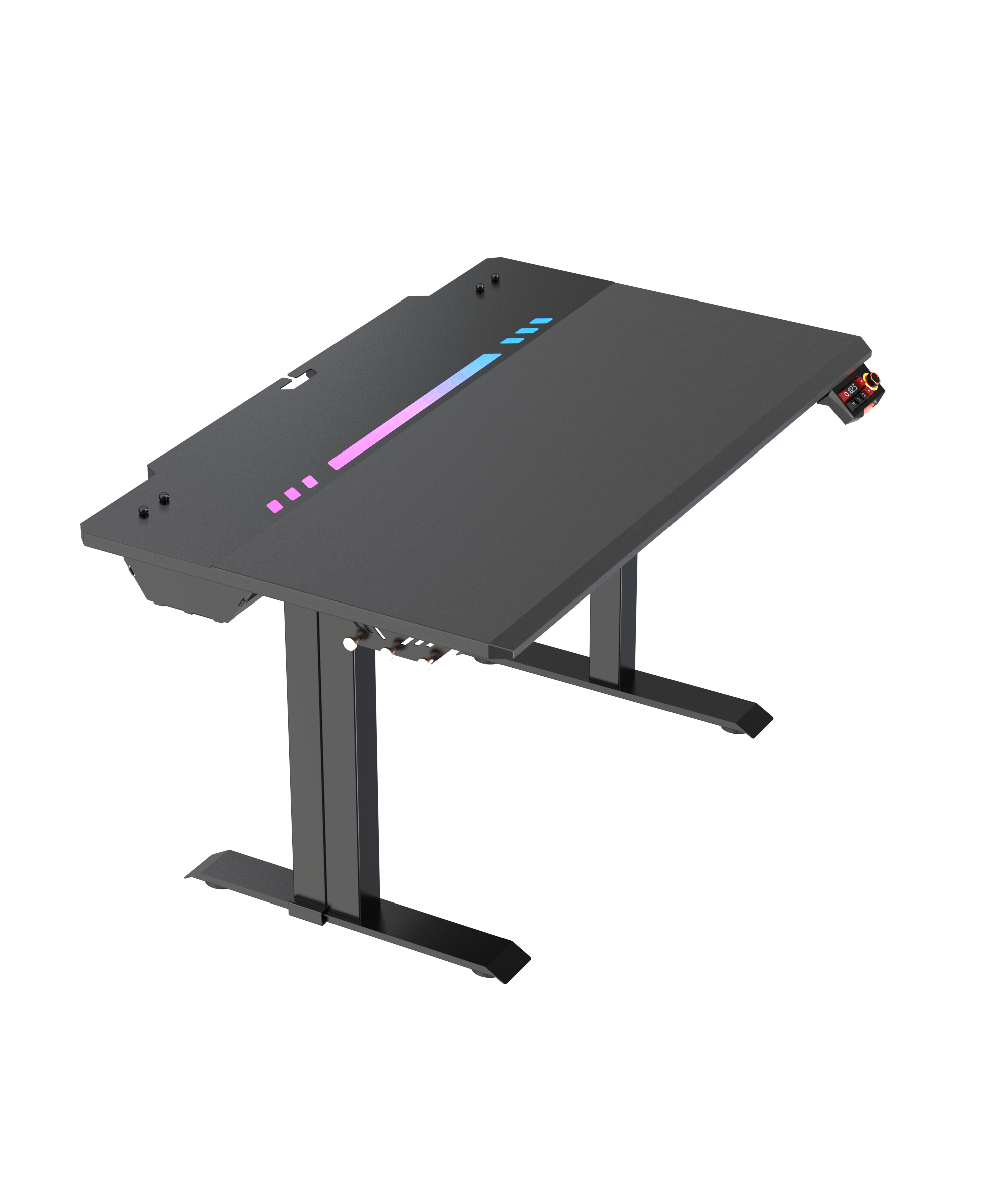 Left. DXRacer - DXRacer Tidal Series Gaming Desk – Black Regular, RGB Lighting with App Control & Integrated Cable Management - Black.