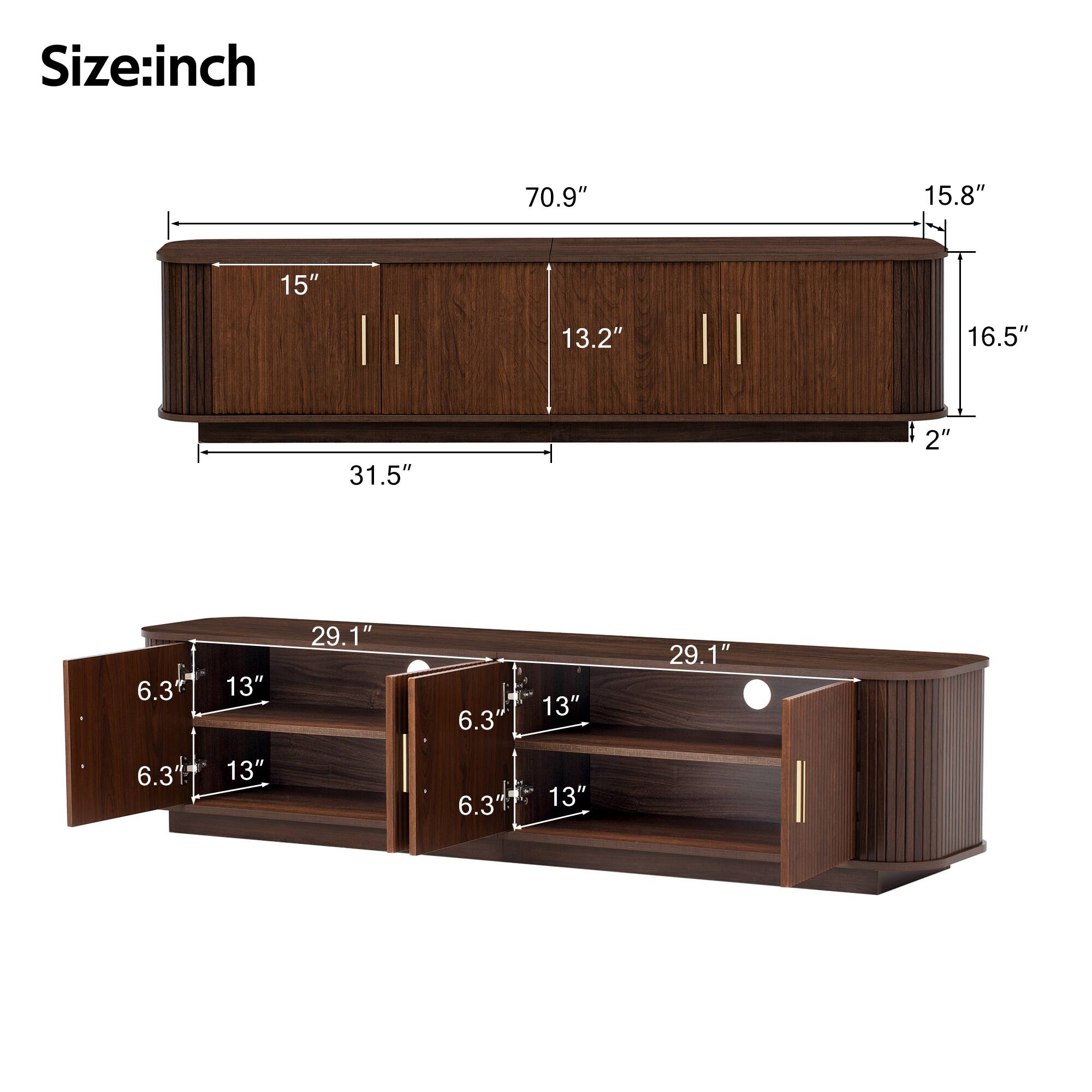 Size: inch  
70.9"  
15.8"  
15"  
13.2"  
16.5"  
31.5"  
2"  
6.3"  
13"  
29.1"  
6.3"  
13"  
29.1"  
6.3"  
13"