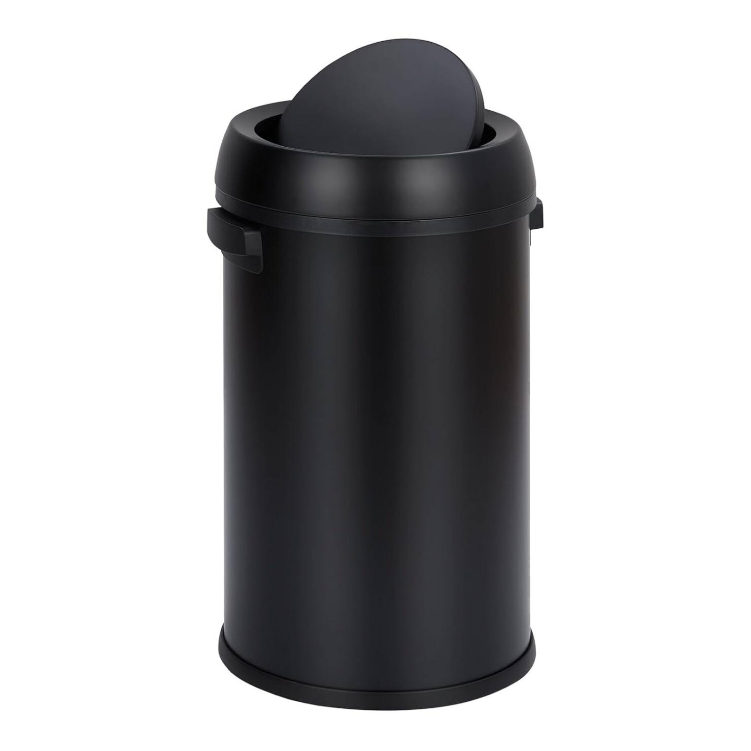 Front. GARVEE - 17 Gallon Commercial Stainless Steel Trash Can, 65L Brushed Step Bin with Lid - Black.