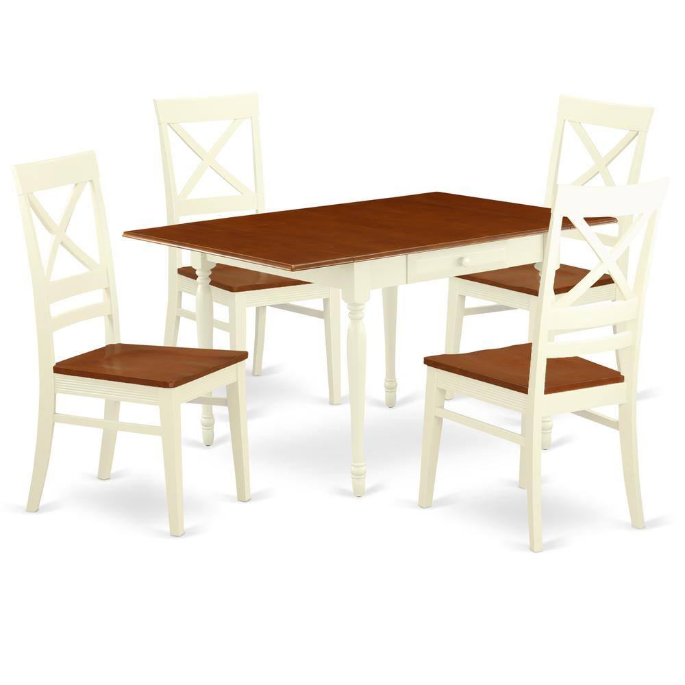 Left. East West Furniture - Dining Room Set Buttermilk & Cherry - Brown.