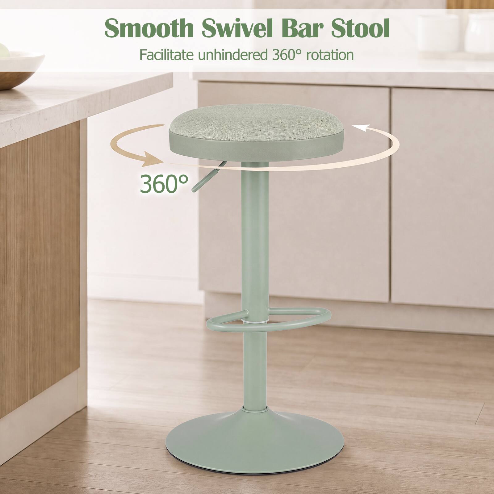 Smooth Swivel Bar Stool  
Facilitate unhindered 360° rotation