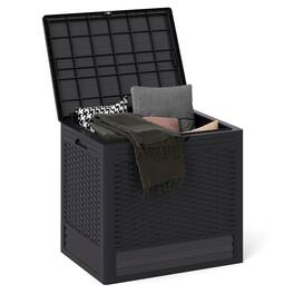 WELLFOR - 25 Gallon Outdoor Storage Box with Rattan Patterns - Brown