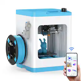 GlowWise - Mini 3D Printer for beginners: fully assembled, auto-leveling, WiFi control, and works with PLA/TPU - Blue