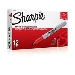 Sharpie - Permanent Marker, Fine Tip, 12/Pack - Red