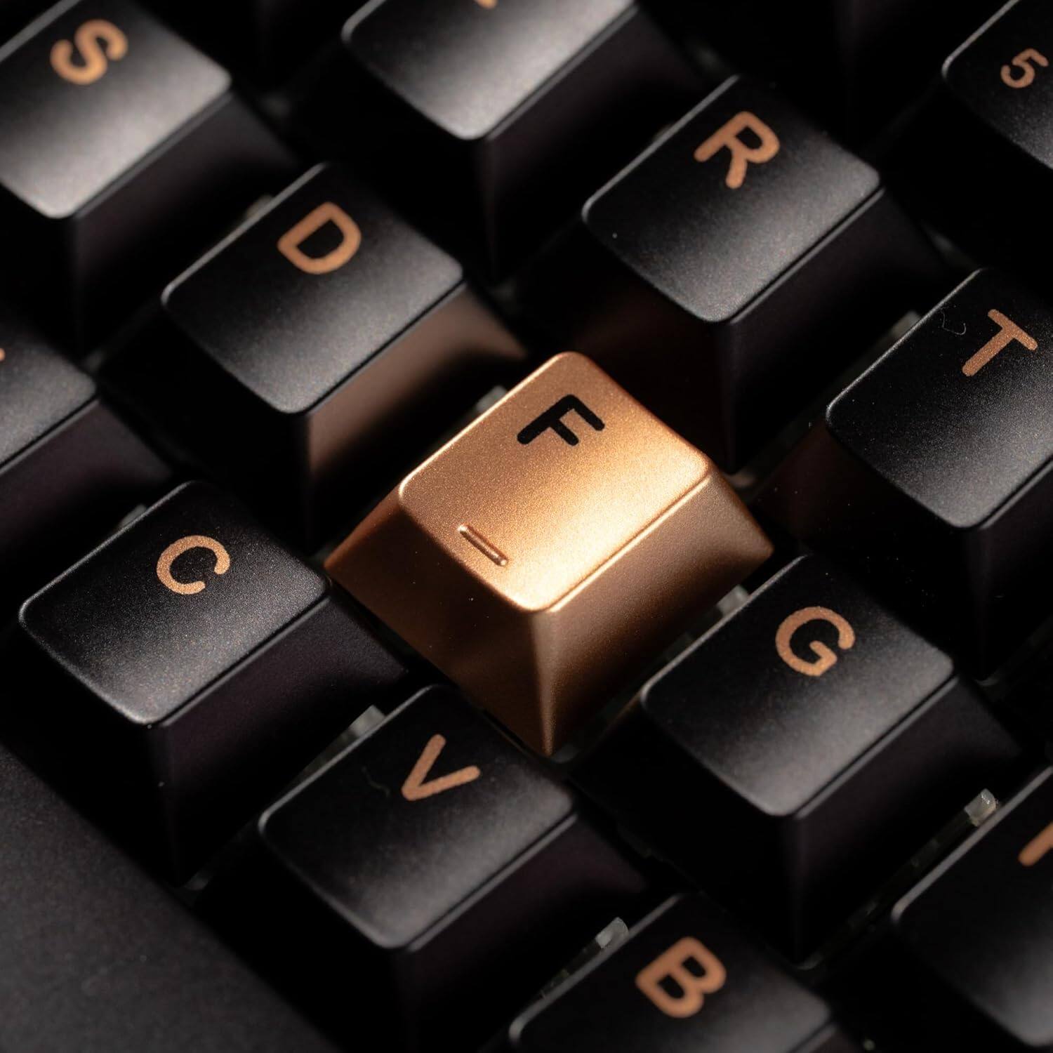 Back. Womier - PBT Keycaps with Metal Paint, Cherry Profile Double Shot Keys for 61/64/66/68/75/84/87 MX Switches Mechanical Keyboards - Black.
