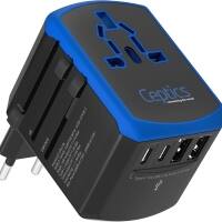 Front. Ceptics - Ceptics Universal Travel Adapter, 5 in 1 Universal Laptop Charger with 2X USB-A & USB-C 3.5A for Mobile, Laptops, Camera - Black.