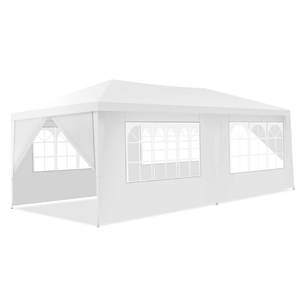 Kadyn - 10 x 20 Feet 6 Sidewalls Canopy Tent with Carry Bag-White, Outdoor Gazebo Wedding Party Tent Canopy Tent