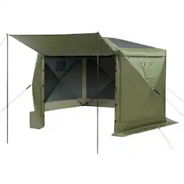 HTUTWOO - Pop up Gazebo Screen Tent - 12 x 12 ft Large 6-Sided Camping Canopy Tent, Removable Top & Carry Bag for 8-10 Persons - Army Green