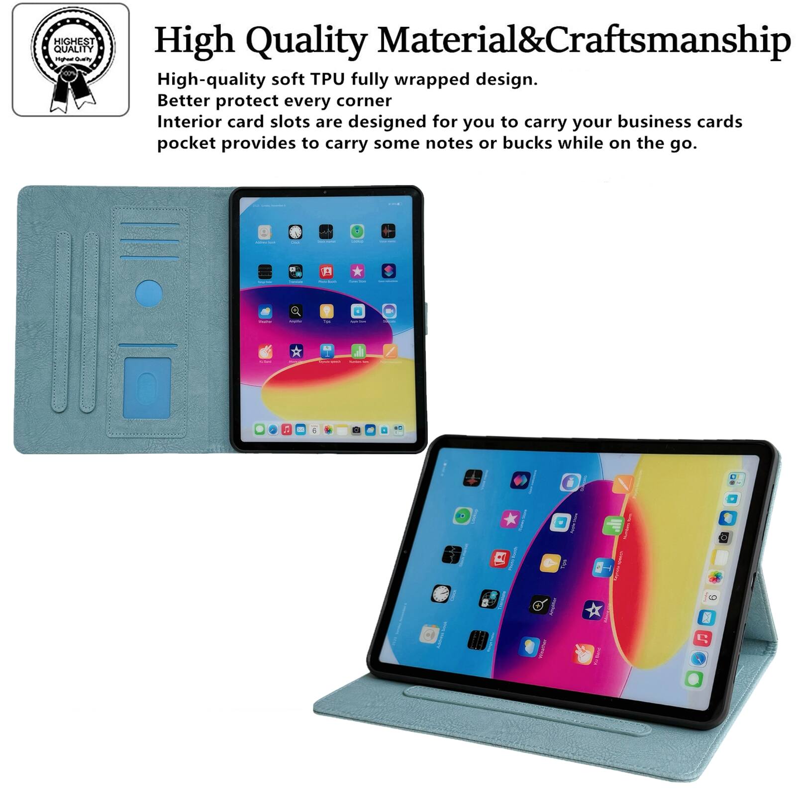 High Quality Material & Craftsmanship

High-quality soft TPU fully wrapped design. Better protect every corner. Interior card slots are designed for you to carry your business cards. Pocket provides to carry some notes or bucks while on the go.