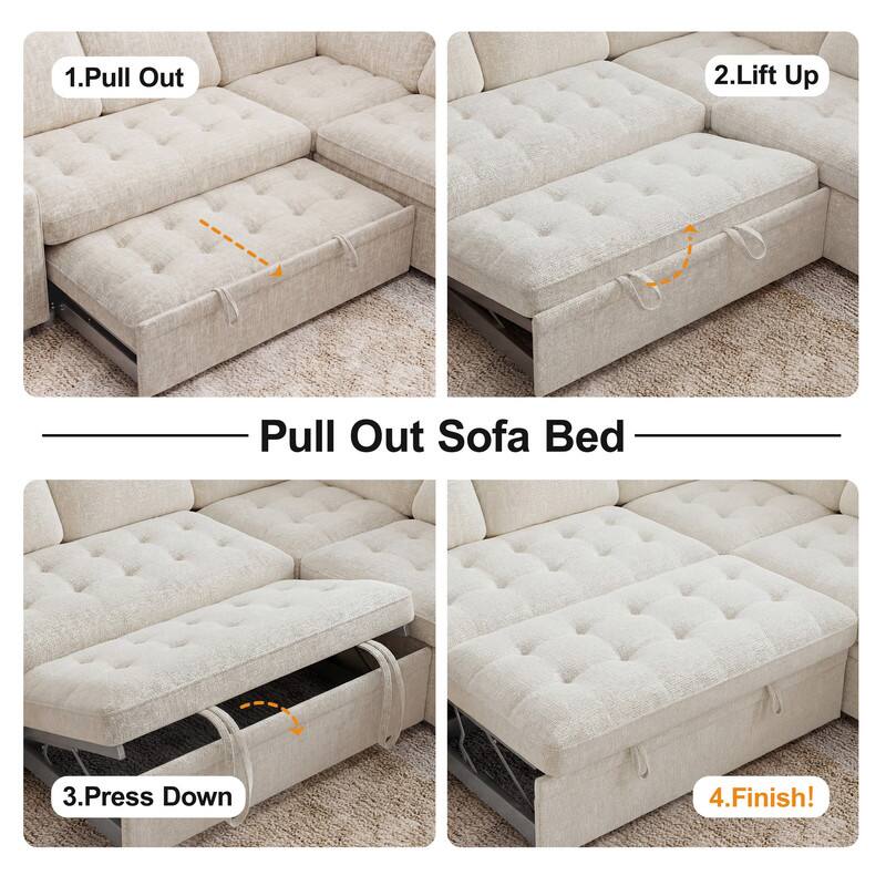 1. Pull Out  
2. Lift Up  
3. Press Down  
4. Finish!  

Pull Out Sofa Bed