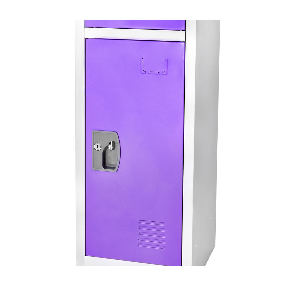 Back. AdirOffice - Storage Locker 629-Series 72" H 3-Tier Steel Compartment Key Lock Locker with Key Lock - Purple.