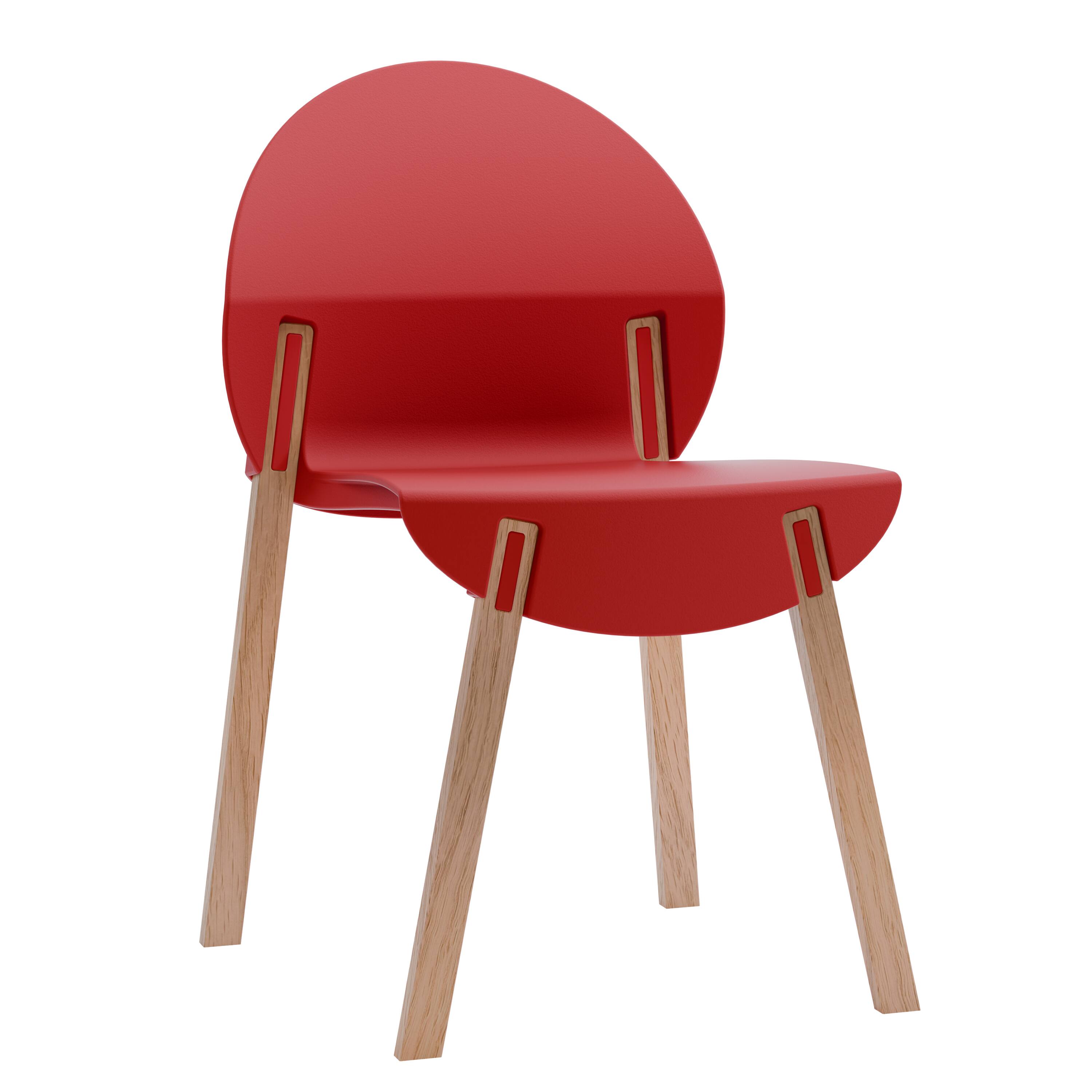 Alt View 4. Mondawe - 5-Piece Outdoor Dining Set – 55 Inch Table with 4 Wood Legs & PP Chairs - Red+White.