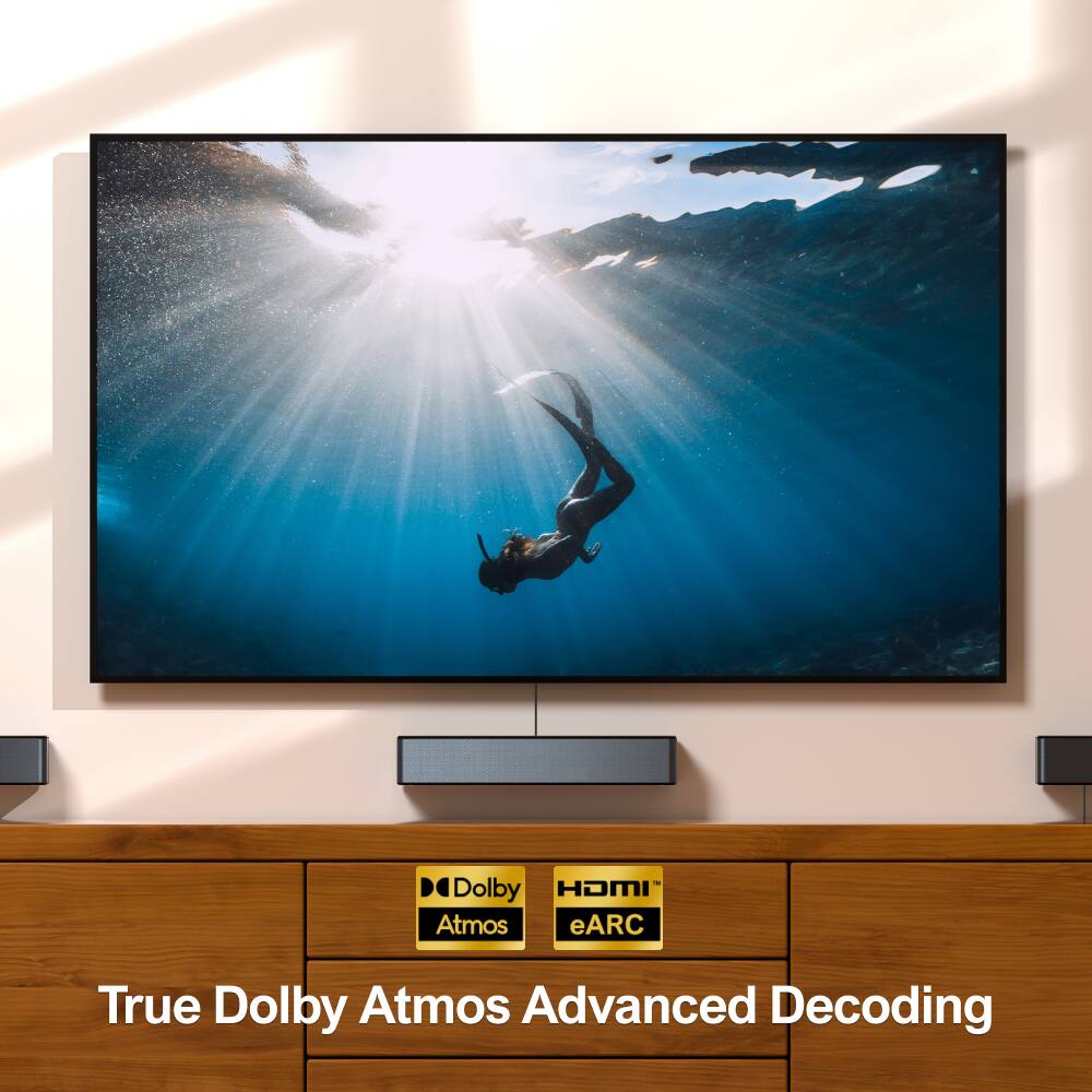 - "Dolby HOMI Atmos eARC True Dolby Atmos Advanced Decoding"