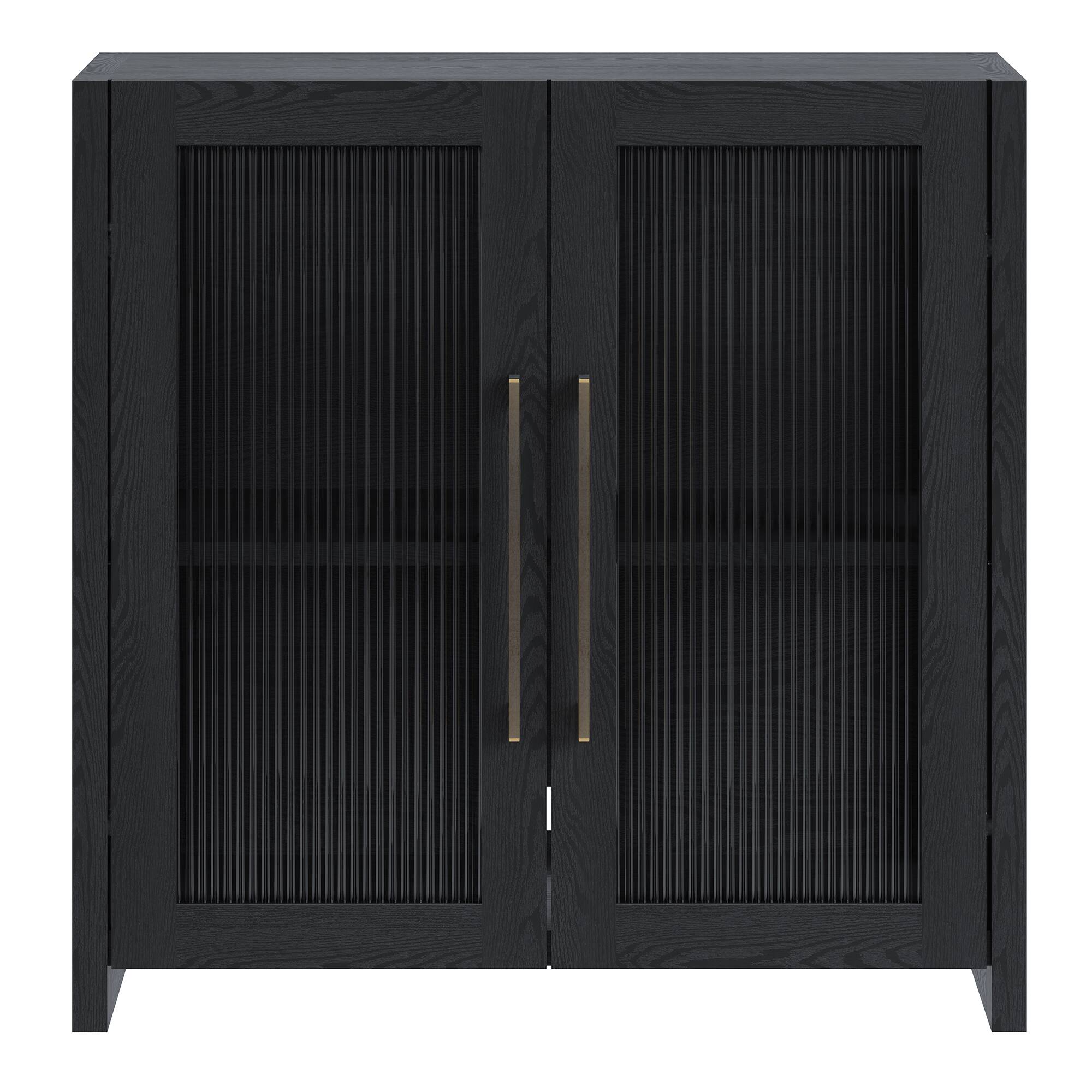 Left. Hudson&Canal - Clarkson 32" Wide Rectangular Accent Cabinet - Black.