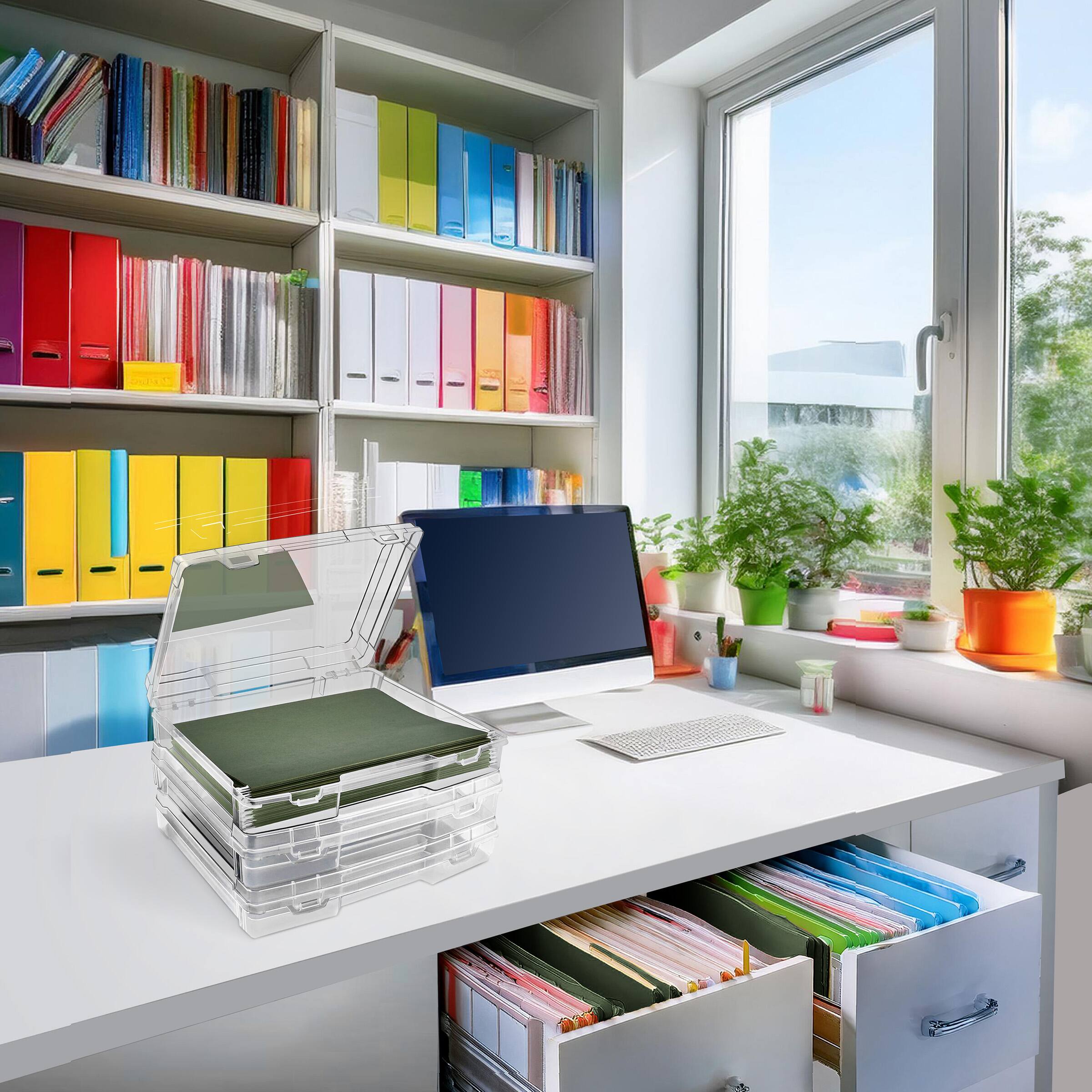 Alt View 5. Sorbus - Sorbus Set of 3 Wide Hanging File Organizer Bin, Interior 10"x12" Clear Plastic Stackable for Document Storage - Clear.