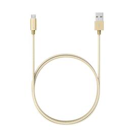 Fosmon - 3ft High-Speed Micro USB to USB Sync & Charge Data Cable - Fabric Braided Jacket | Aluminum Housing | 480Mbps - Gold