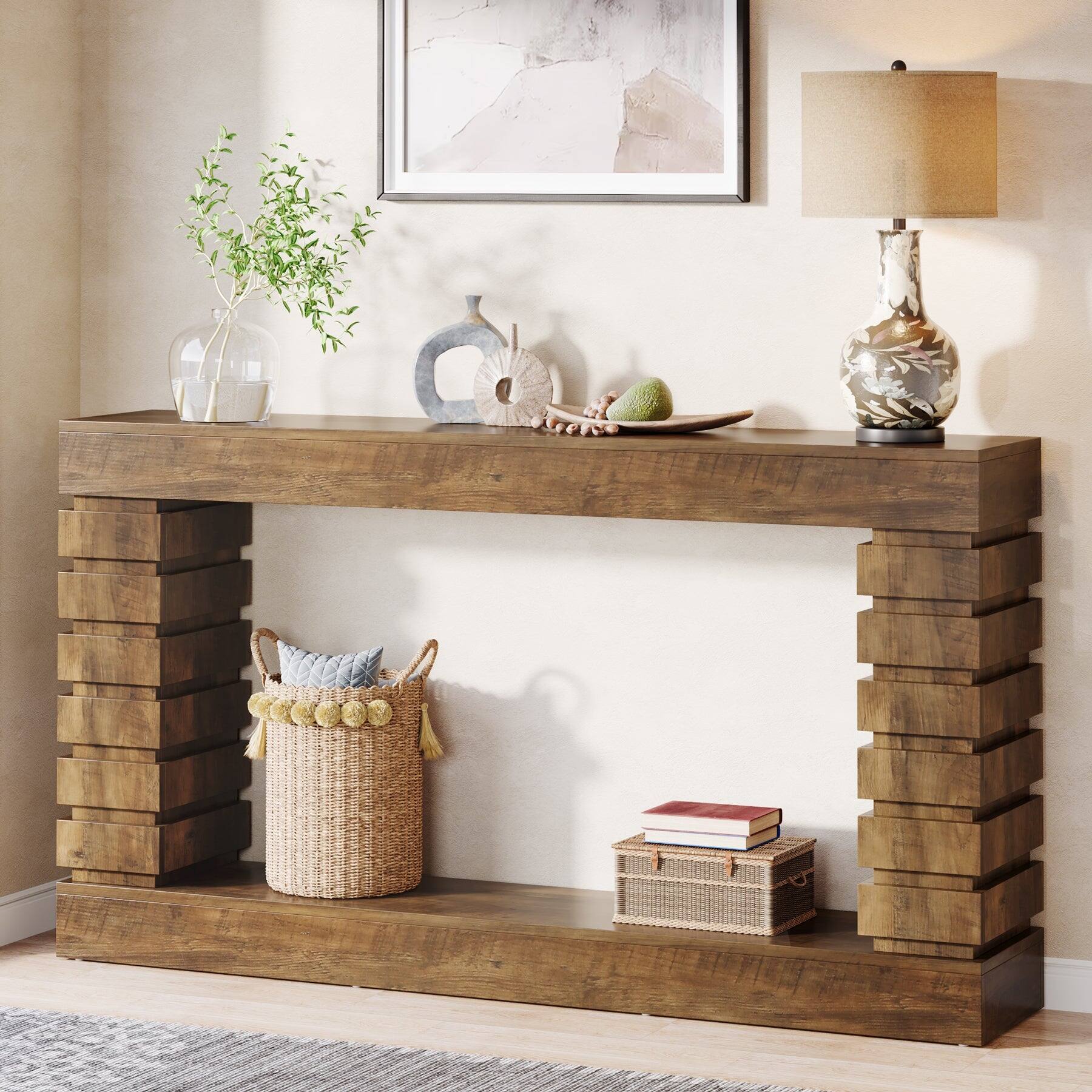 Tribesigns Console Table with Engineered Wood Construction and Storage ...