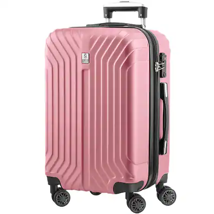 Front. Brick Attic - 28 Inch Hard Shell Checked Suitcase, Rolling Lightweight Travel Suitcases with Wheels TSA Lock,Expandable Luggage - Pink.