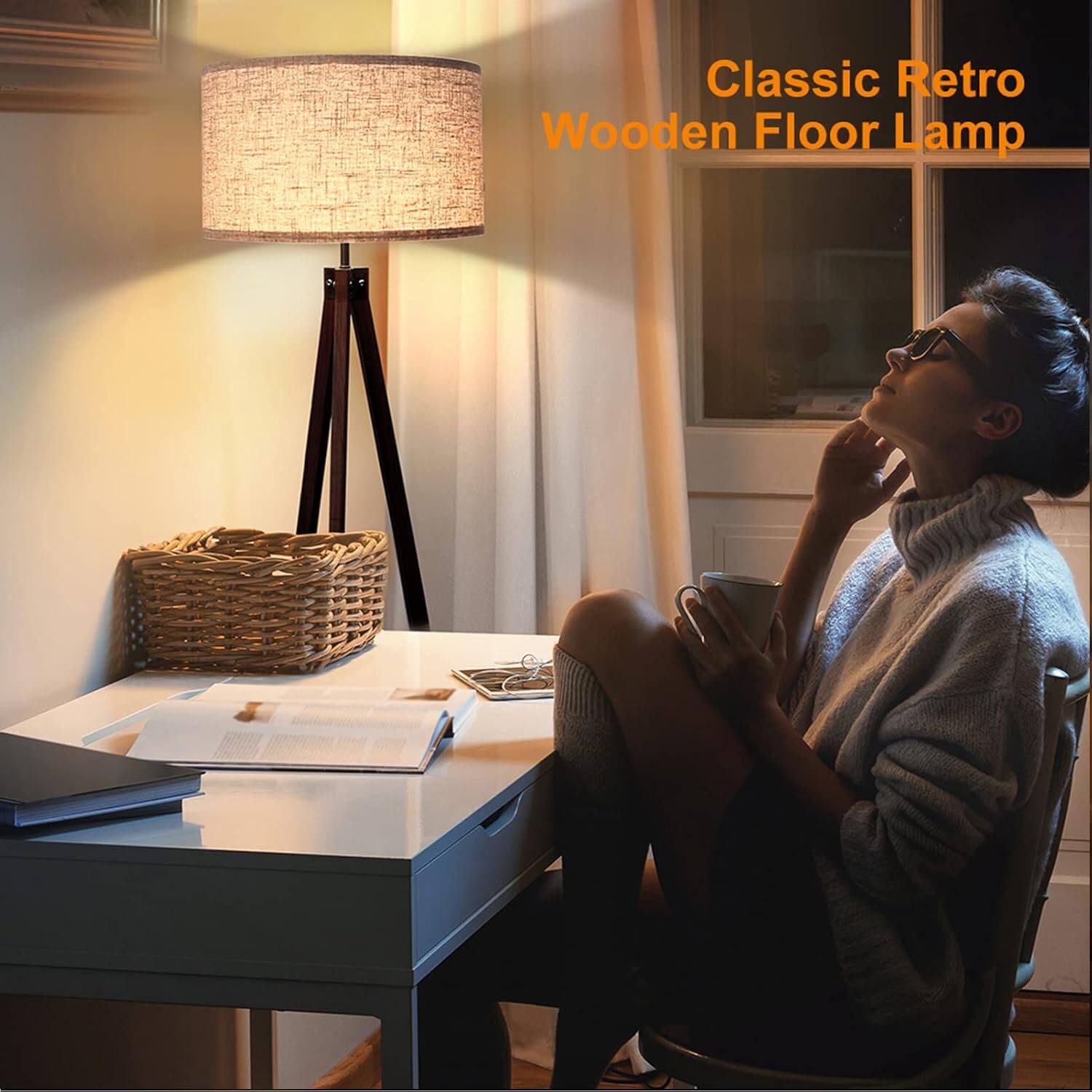 Classic Retro Wooden Floor Lamp