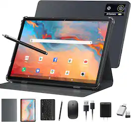 ANTEMPER - Android 16 Tablet 2026 Newest 10 Inch Tablet AI Gemini 12GB RAM + 64GB ROM + 1TB Expand, 2in1 Tablets with Keyboard - Gray