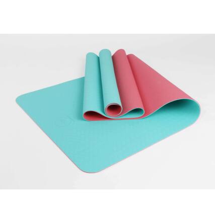 Front. Maji Sports - 2 Tone TPE Premium Yoga Mat - Pink and Blue.