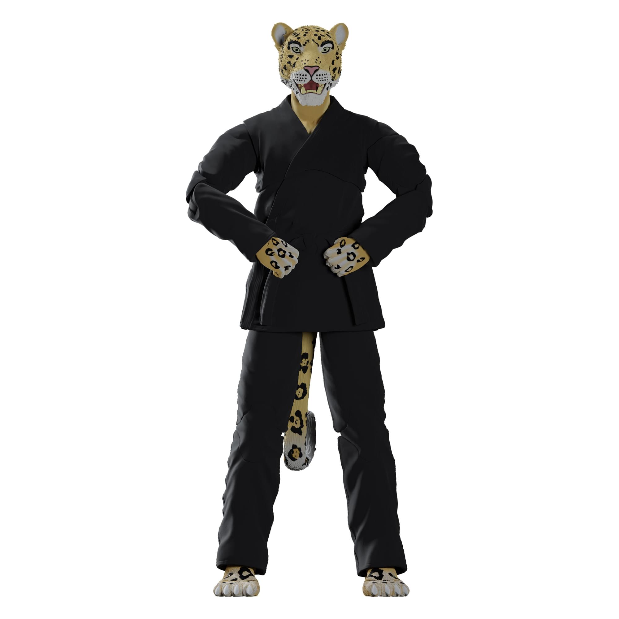 Alt View 4. Icon Heroes - Zoo Jitsu Fighters 6 Inch Action Figure | Jairo the Jaguar with Black Gi - Black.