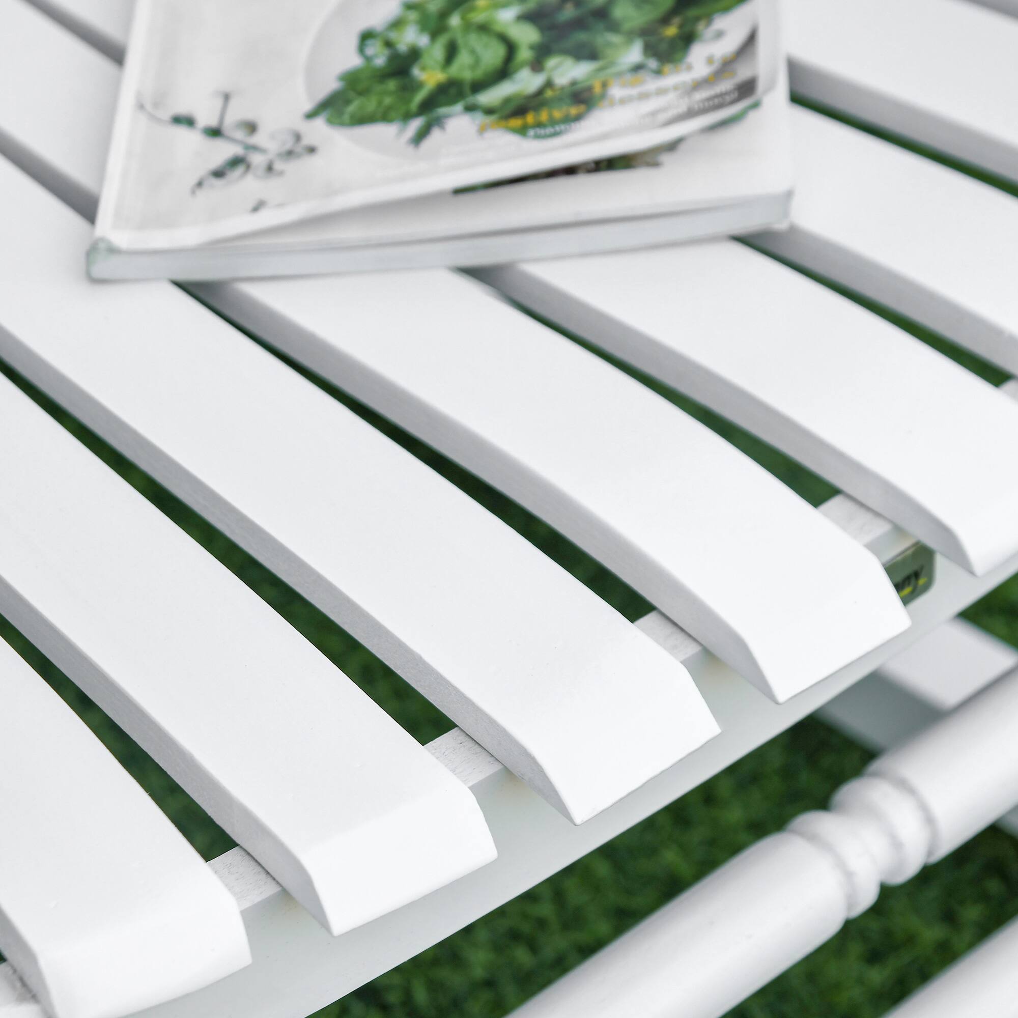 Alt View 4. Outsunny - Traditional Wooden High-Back Rocking Chair for Porch, Indoor/Outdoor, White - White.