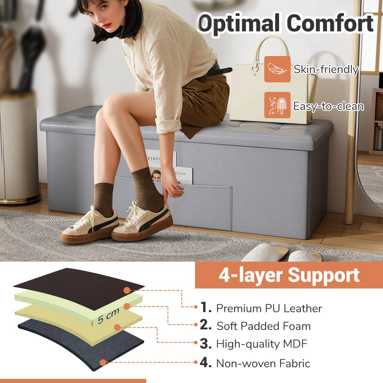 Optimal Comfort  
Skin-friendly  
Easy-to-clean  

4-layer Support  
1. Premium PU Leather  
2. Soft Padded Foam  
3. High-quality MDF  
4. Non-woven Fabric  

5 cm