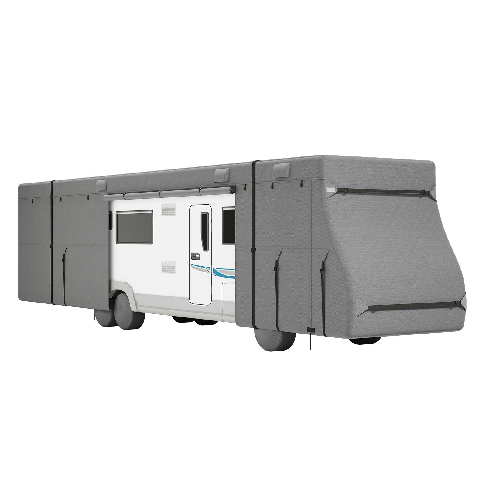 Alt View 5. VEVOR - Class A RV Cover, 40-43 ft Motorhome Cover, Non-woven Fabric Motorhome RV Cover, Waterproof, Windproof and Rip-Stop - Grey.