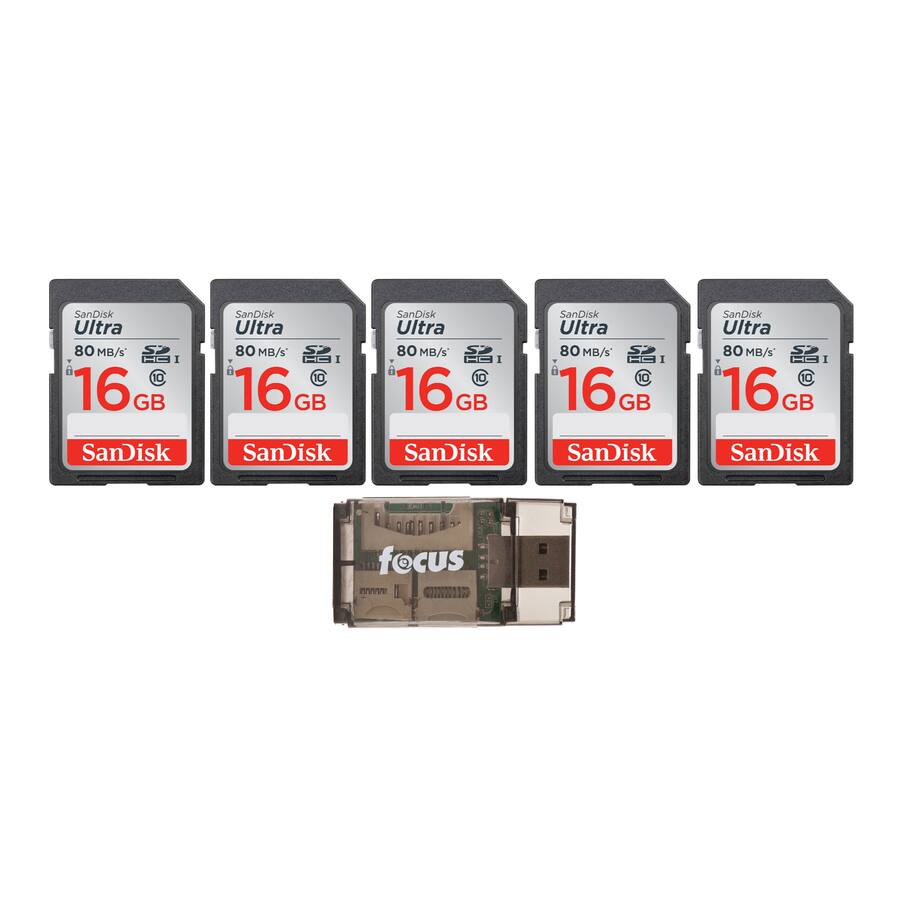 Sd Card Packing SanDisk Ultra 16GB Class SD Memory Card (5 Pack) with High Speed USB ...