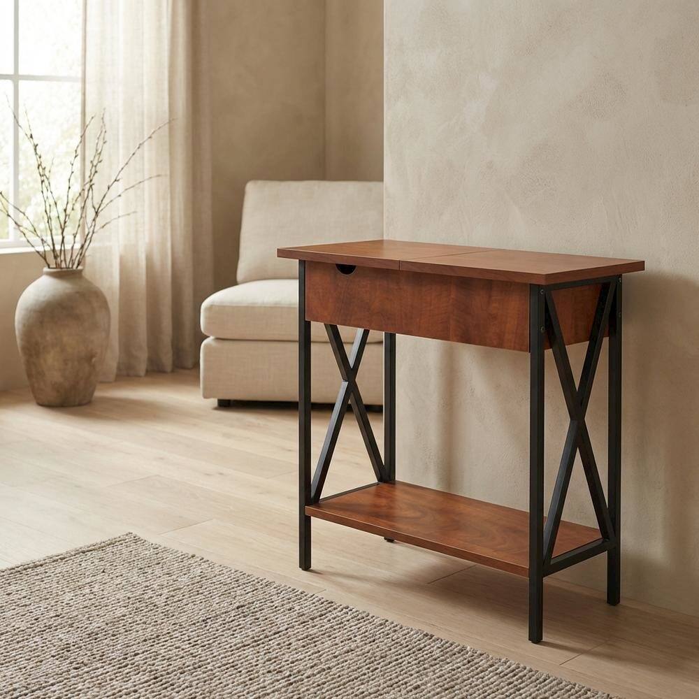Alt View 1. FurniFact - Small coffee table with flip top functionality and compact design - Cherry.