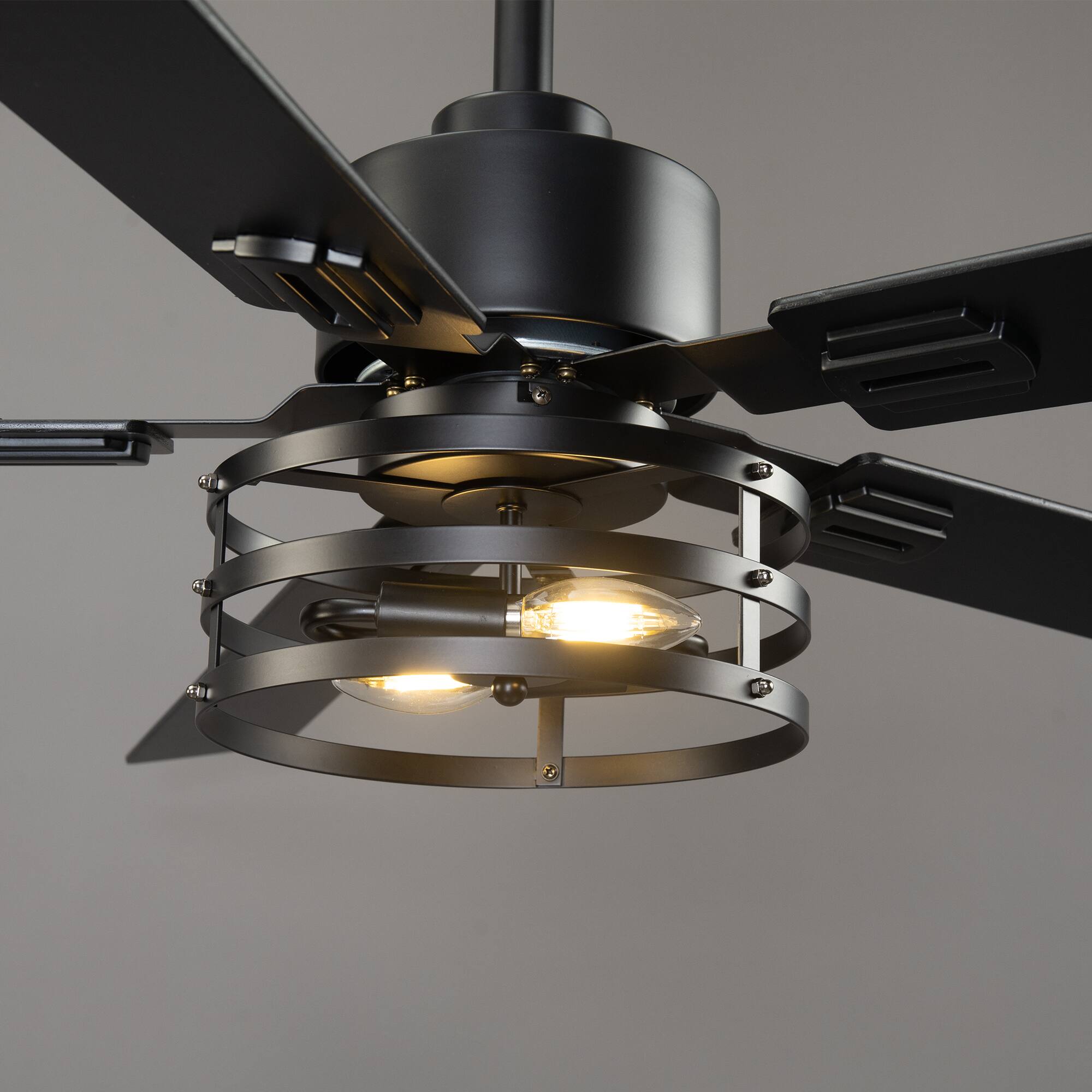 Alt View 5. Vaczon - 60" Smart Ceiling Fan with  App, Remote andReversible Blades - Matte Black.