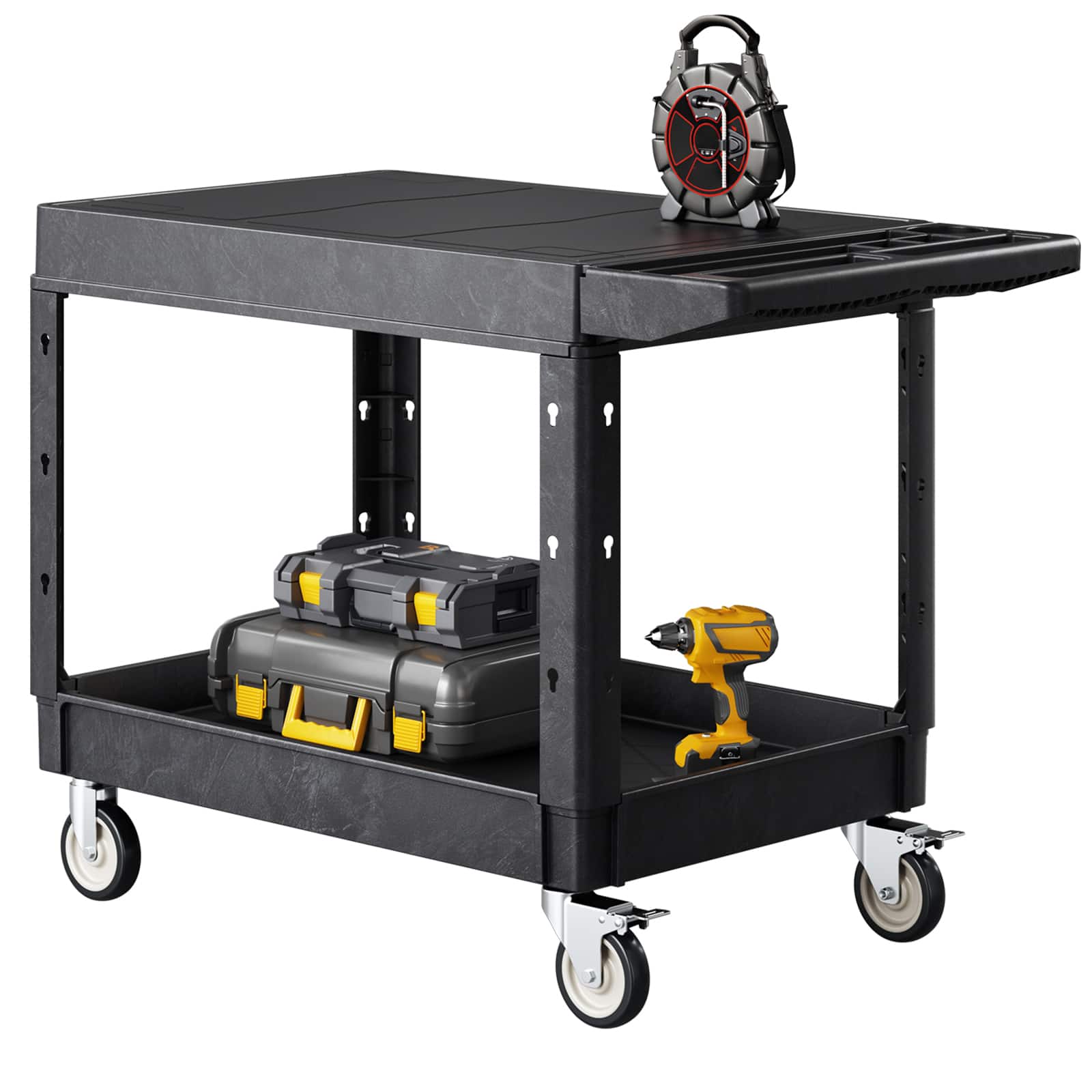 VEVOR - Utility Cart, 550 lbs Load Capacity, 37 x 25.4-inch Service Cart, Two-Shelf Heavy Duty Plastic Utility Cart - Black price history on PriceWatchPro