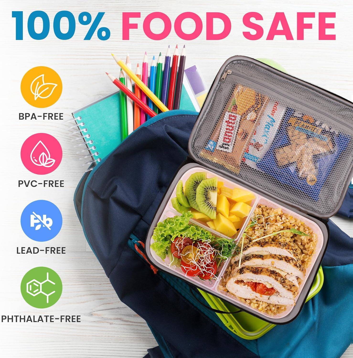 100% FOOD SAFE
BPA-FREE
PVC-FREE
LEAD-FREE
PHTHALATE-FREE