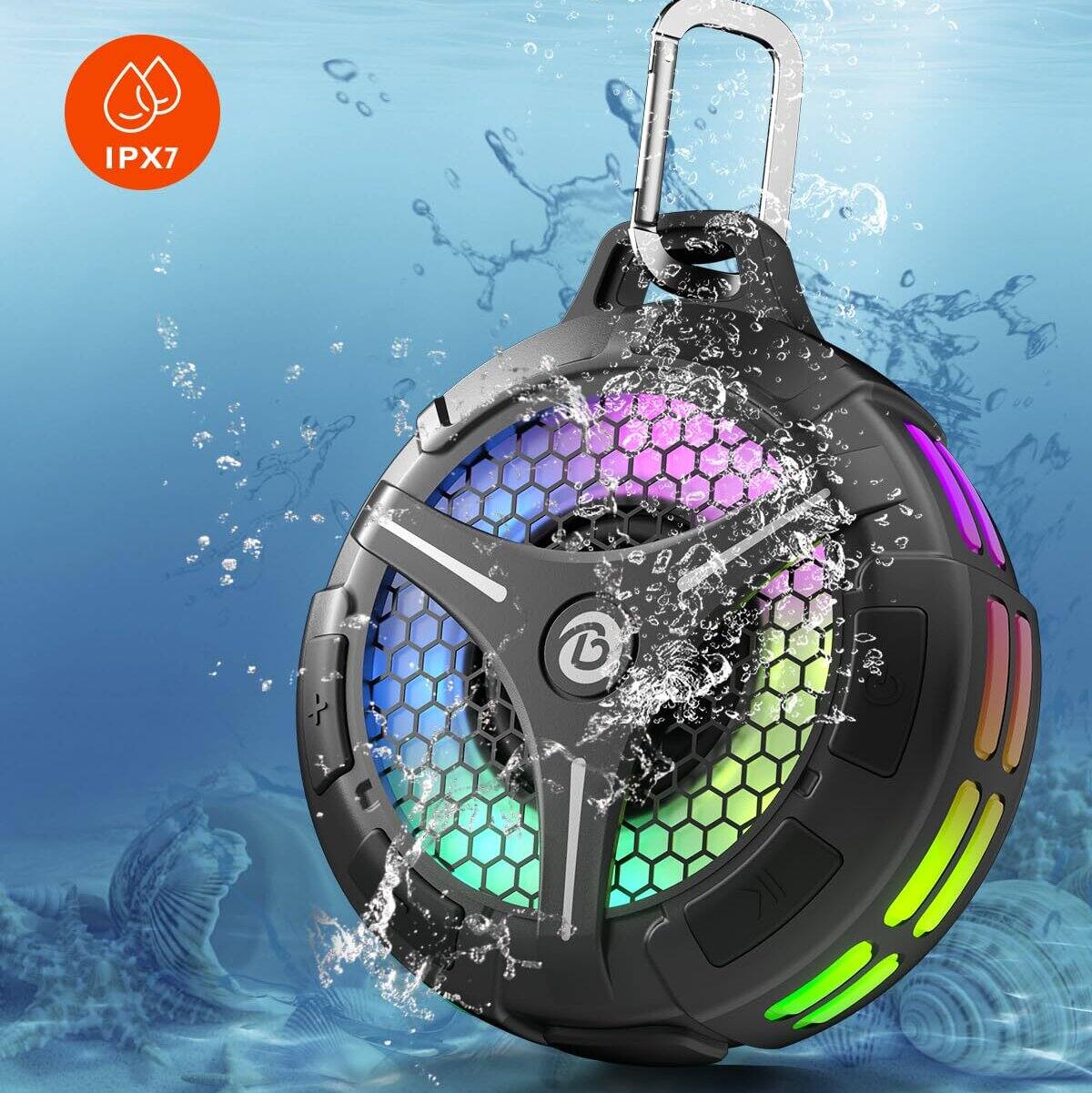 Back. Dazzed Corner - Bluetooth Shower Speaker, Outdoor Speakers,Gift for Christmas - Black.