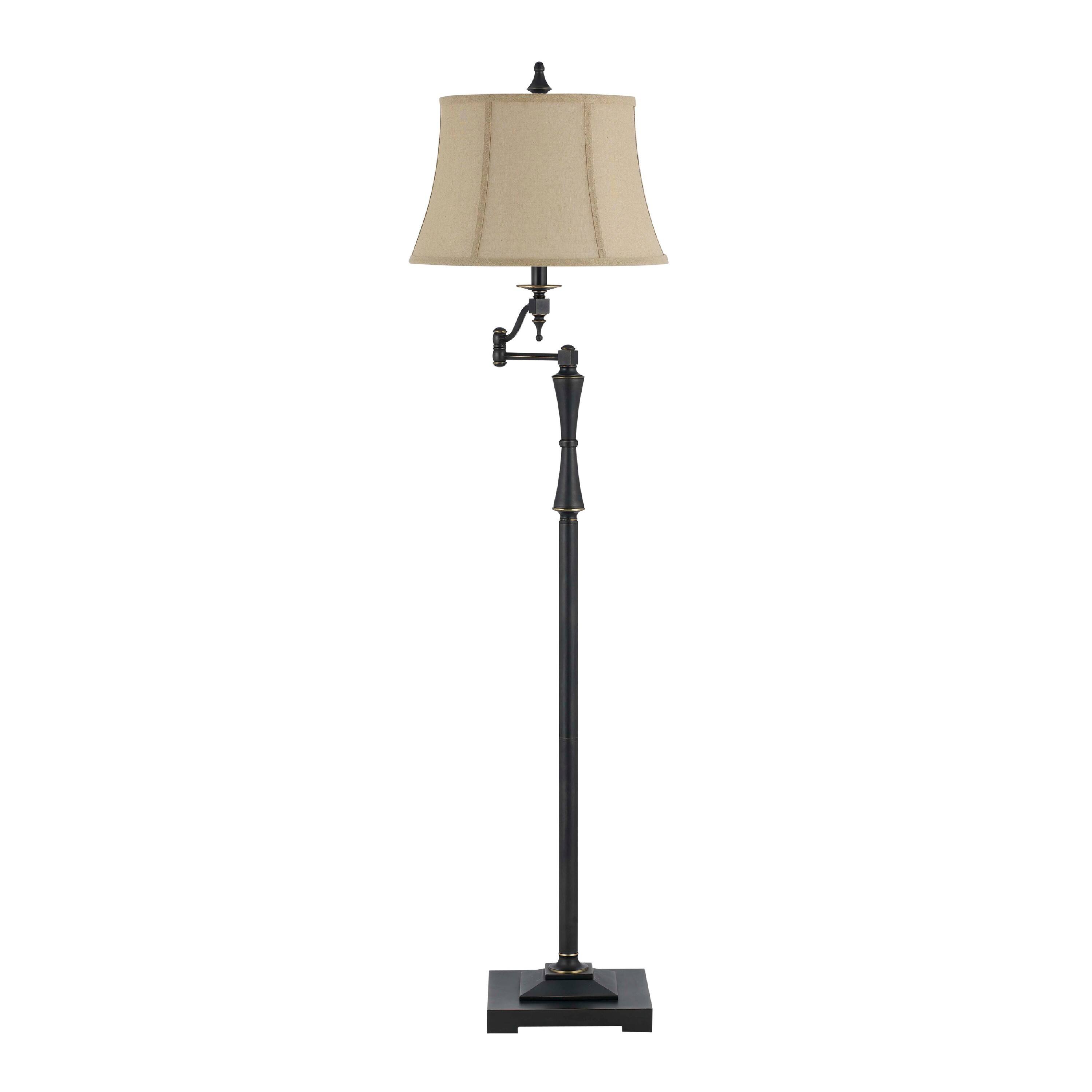 Front. Manhattan Lane - Metal Body Floor Lamp with Fabric Tapered Bell Shade.