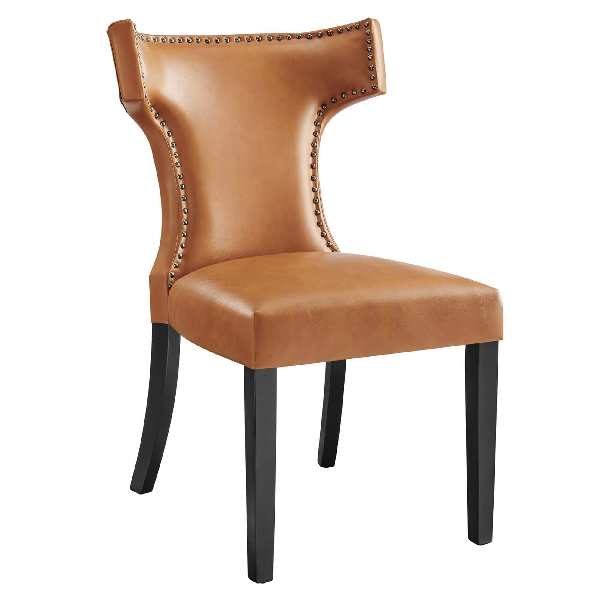 Curve Vegan Leather Dining Chair by Modway - Brown