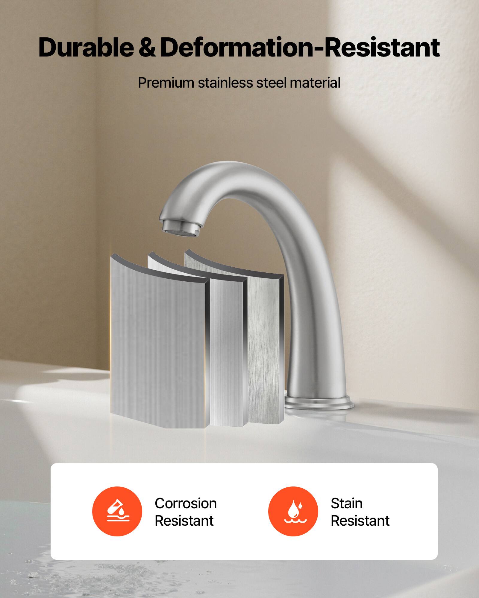 Durable & Deformation-Resistant  
Premium stainless steel material  

Corrosion Resistant  
Stain Resistant