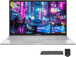 ASUS - Vivobook 15.6" FHD Touchscreen Laptop,Intel i7-1355U,40GB RAM,2TB SSD+512GB Dock Station,Win 11 - Silver