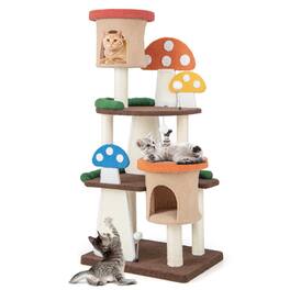 Kadyn - Cat Tower, Cat Tree for Indoor Cats, 4-In-1 Cat Tree with 2 Condos and Platforms for Indoors-Multicolor for Kittens - Brown