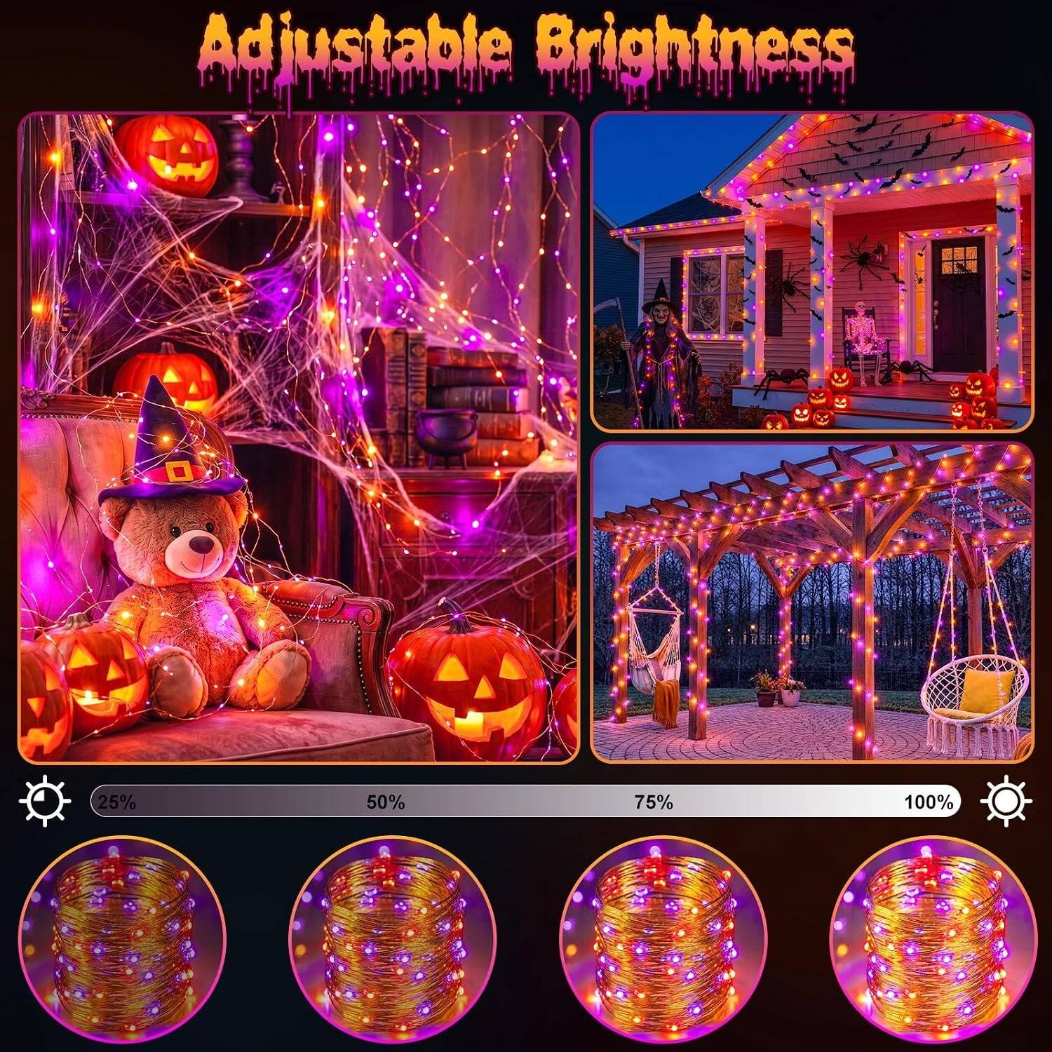 Veranti 200 LED Plug In Halloween Fairy String Lights with Remote ...