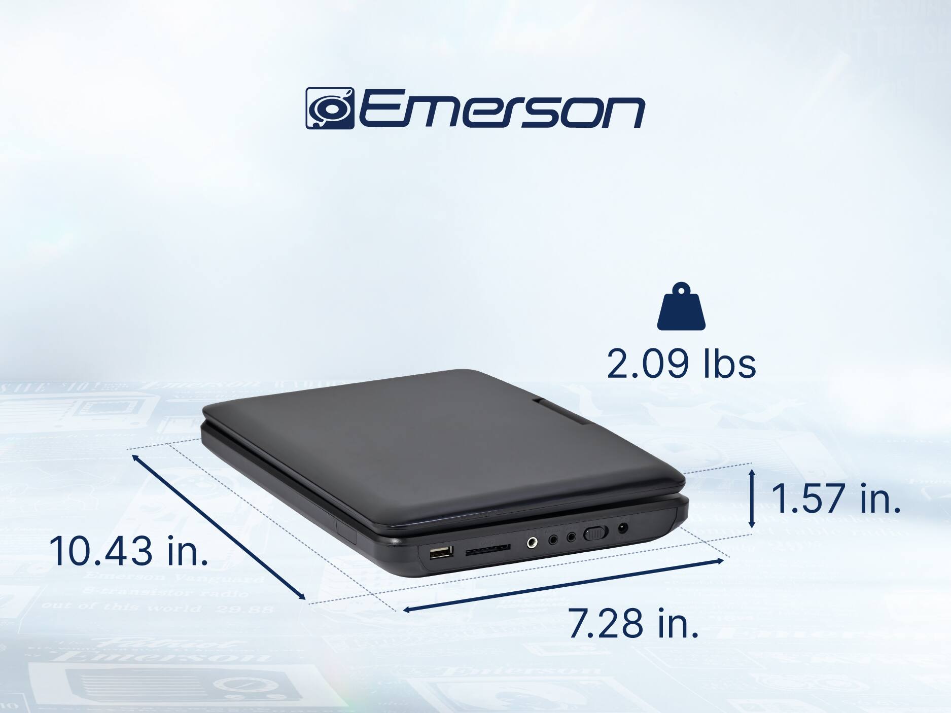 Emerson SHE 107 2.09 lbs 10.43 in. 7.28 in. 1.57 in.