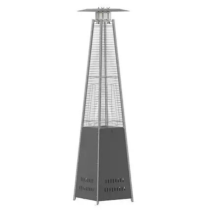 Front. Emma + Oliver - Outdoor Patio Heater - 7.5 Feet Round Steel Patio Heater - 42,000 BTU's - Slate Gray.