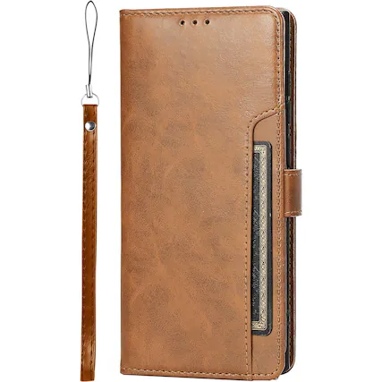 Left. SaharaCase - Folio Wallet Case for Samsung Galaxy S22 Ultra - Brown.